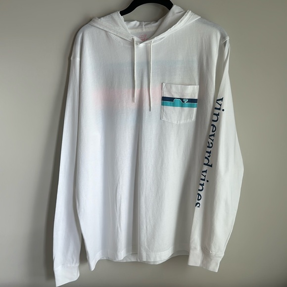 Vineyard Vines Long Sleeve Hoodie T-Shirt with Graphic on Back and Sleeve - Picture 2 of 4